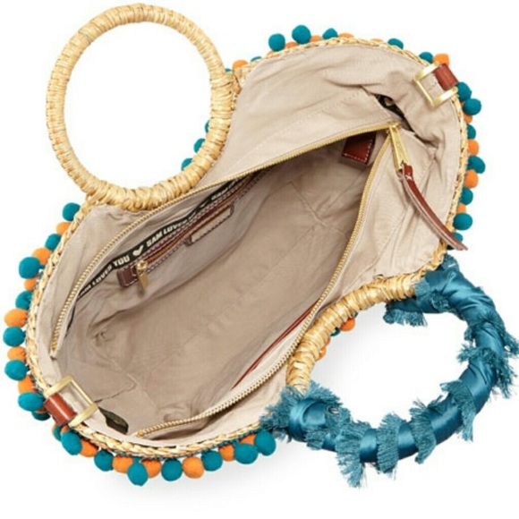 SAM EDELMAN | NWOT Inessa Straw PomPom Satchel Bag - Picture 6 of 8